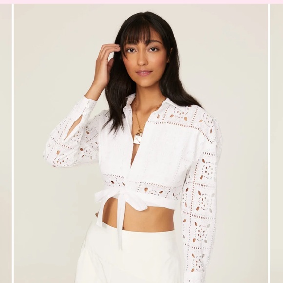 Miguelina Tops - Savannah Eyelet Crop Top
Miguelina